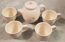 Rae Dunn By Magenta Artisan Blue Indigo Line Collection Teapot And 4 Mugs