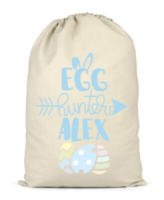 Personalisierter Ostersack blau Eiersäger Mädchen Geschenktüte XL für Geschenke Geschenke