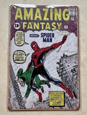 ERSTAUNLICHE FANTASY SPINNE MAN MARVEL METALLSCHILD MANN HÖHLE 20x30cm