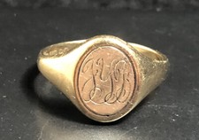 Vintage Large 9ct Gold Masons Signet Ring , Size Y , -5.96g