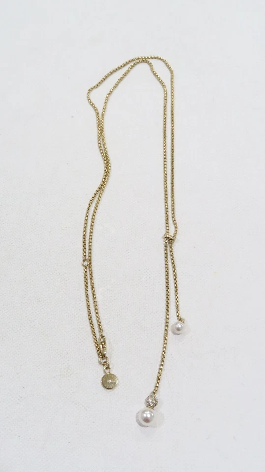 Collar Michael Kors Perla Blanca Oro Amarillo Cristales Pavé MKJ6311710 NUEVO SIN ETIQUETAS Foto 3 de 4