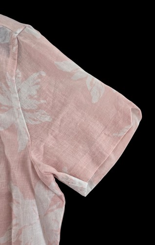 BEN SHERMAN Light Pink Linen Blend Palm Short Sleeve Button Down Shirt Sz M NEW - Picture 3 of 6