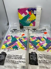 VTG NOS Duni Table Cover for casual living x 2 with matching napkins multi color