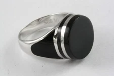 Men's Ring Onyx Signet Ring Silver Ring Genuine 925 Silver / 170
