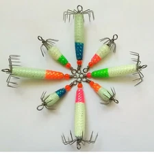 8PCs Squid Jig - 2/3oz and 1/4oz with 4 color, super glow in dark (WA, MA, FL )