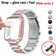 Metal Stainless Steel Watch Band Strap Full Protector Case For Fitbit Versa 2