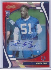 KWITY PAYE 2021 PANINI ABSOLUTE ORANGE SPECTRUM ROOKIE AUTO RC #D 18/75