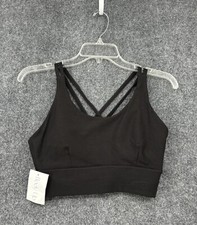 Body Up Black Sports Bra Women  s Medium Crisscross Back Padded NWT