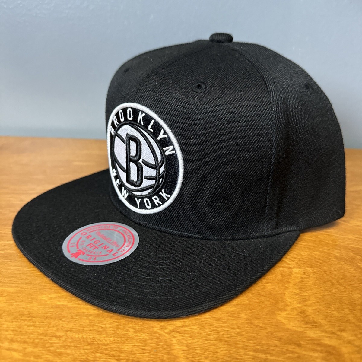 Mitchell Ness Brooklyn Nets Snapback Hat Cap Black/White NBA
