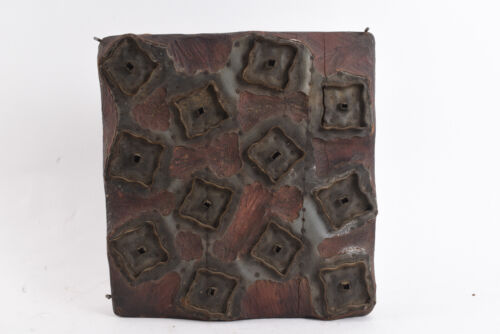 Antique Wood and Brass Concrete or Plaster Pattern 10 x 9 1/2 Inch Wall Hanging - Picture 1 of 9