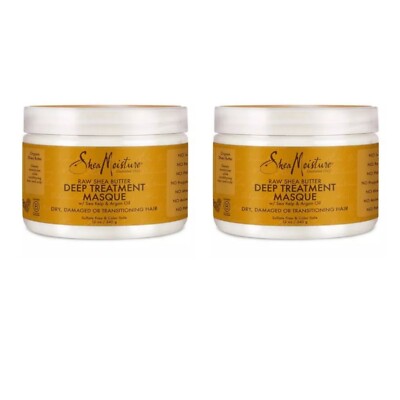2x Shea Feuchtigkeit rohe Sheabutter Tiefenbehandlung Maske Seetang & Arganöl 12oz