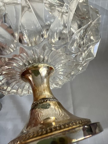 F.B. Cenicero de cristal vintage plateado Rogers con pedestal hecho en Italia - Imagen 13 de 14