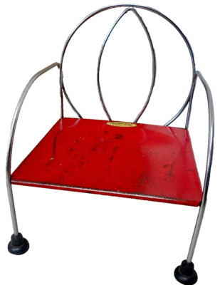 Vintage 1950's Jack-n-Jill Kiddie Chair Red Metal Seat & Chrome Frame Orig Label