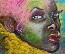 JACCI "REFLECTION" ORIGINAL OIL PAINTING MIX MEDIA ON CANVAS