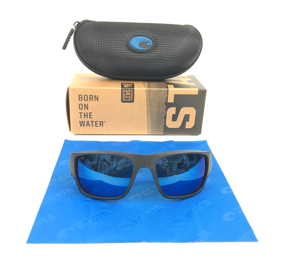 Costa Sunglasses Finlet 06S9118 911807 Matte Black Frames with Blue Mirror 580P - Image 2 of 4