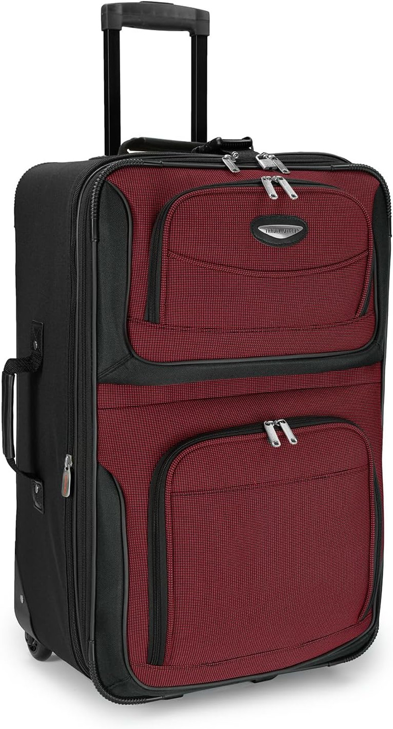 Amsterdam Expandable Rolling Upright Luggage Burgundy Checked-Medium 25-Inch ...