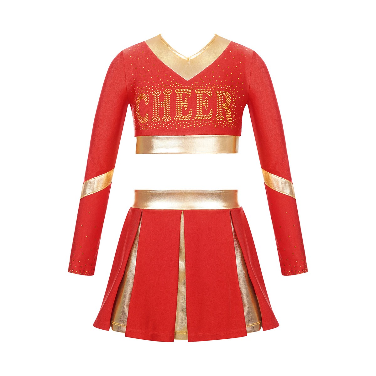 Youth Cheer Top Cropped Cheer Bodysuit Long Sleeve Cheerleding