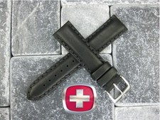 NEW 22mm SWISS ARMY WENGER Black Genuine Calf Leather Strap Watch Band 22 mm XR1