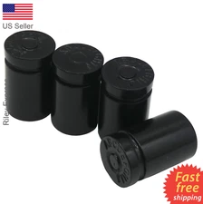 4x Wheel Tire Valve Cap Stem Cover For Truck, Car, Bike Bullet Shell Style BLACK