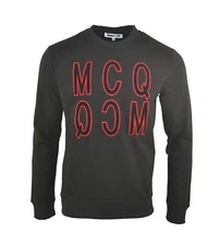 Alexander Mcqueen Mcq Sweatshirt Velvet Logo Black Red Jumper Size S,M,L,XL,XXL