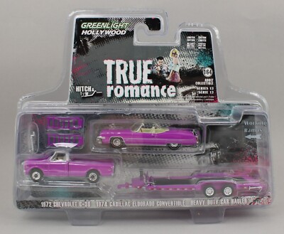 1:64 GreenLight HITCH & TOW *TRUE ROMANCE* 1972 Chevy C30 & Cadillac Trailer NIP