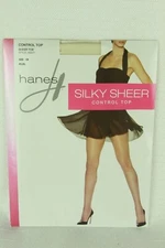 Hanes Pantyhose C-D Silky Sheer Control Top Pearl Sheer Toe NOS
