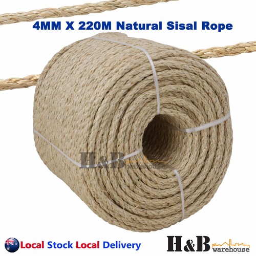 4mm x 220M Sisal Rope Natural Fiber Biodegradable 3 Strands ScratchingClimbing - Picture 4 of 6