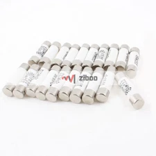 20Pcs AC500V 16A Ceramic Tube Cylindrical Fuse Link 10x 38mm White Silver Tone✦K