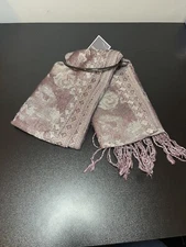 NWT Beautiful West Loop Gold Metallic Maroon Pashmina Scarf Wraps