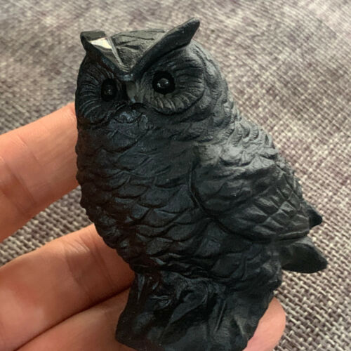 TOP Natural obsidian Quartz owl skull hand carved crystal reiki healing 1PC - Picture 5 of 12