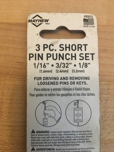Mayhew Pin Punch Set, 3-Piece NOS Made In USA ๐บ๐ธ New - Picture 3 of 7