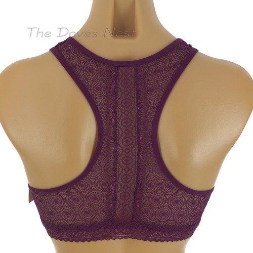 SO INTIMATES Junior's MEDIUM Purple PLUM BRALETTE Circle & Dot LACE RACERBACK - Picture 3 of 6