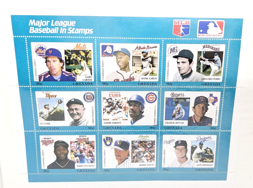 Major League Baseball Carter, Aaron, Perry +6 Más Grenada 30c Hoja de Estampillas - Imagen 2 de 2