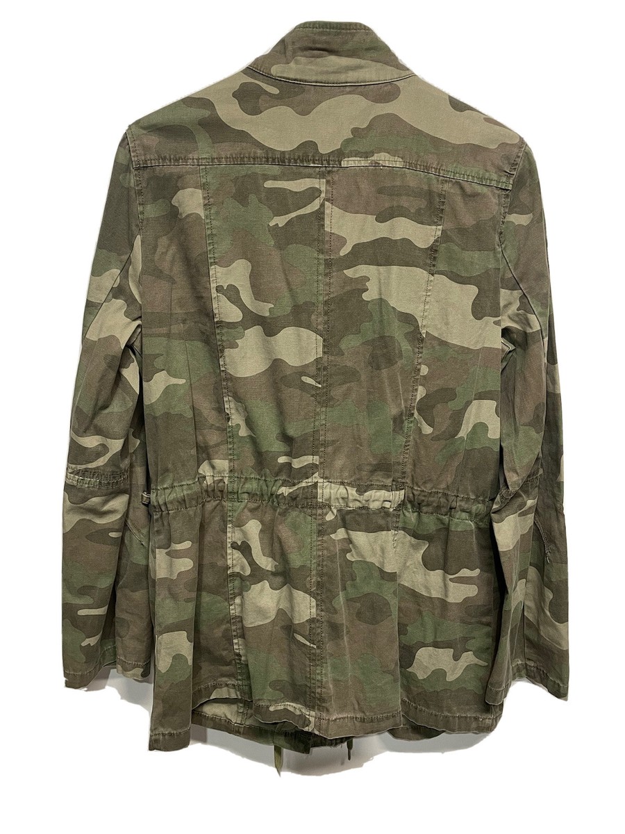Inc Women's Camo Army Jacket 100% Cotton Zip Close
