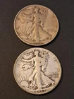 Lot (2) 1943-P & 46-S Walking Liberty Half Dollar Coins