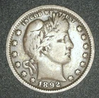 1892 barber quarter VF