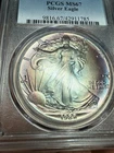 1988 1 oz Silver American Eagle Better Date PQ Rainbow Toning PCGS MS 67