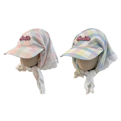 Fashionable Checkered Hat Beautiful Sunscreen Hat Quick Drying Headscarf Hat