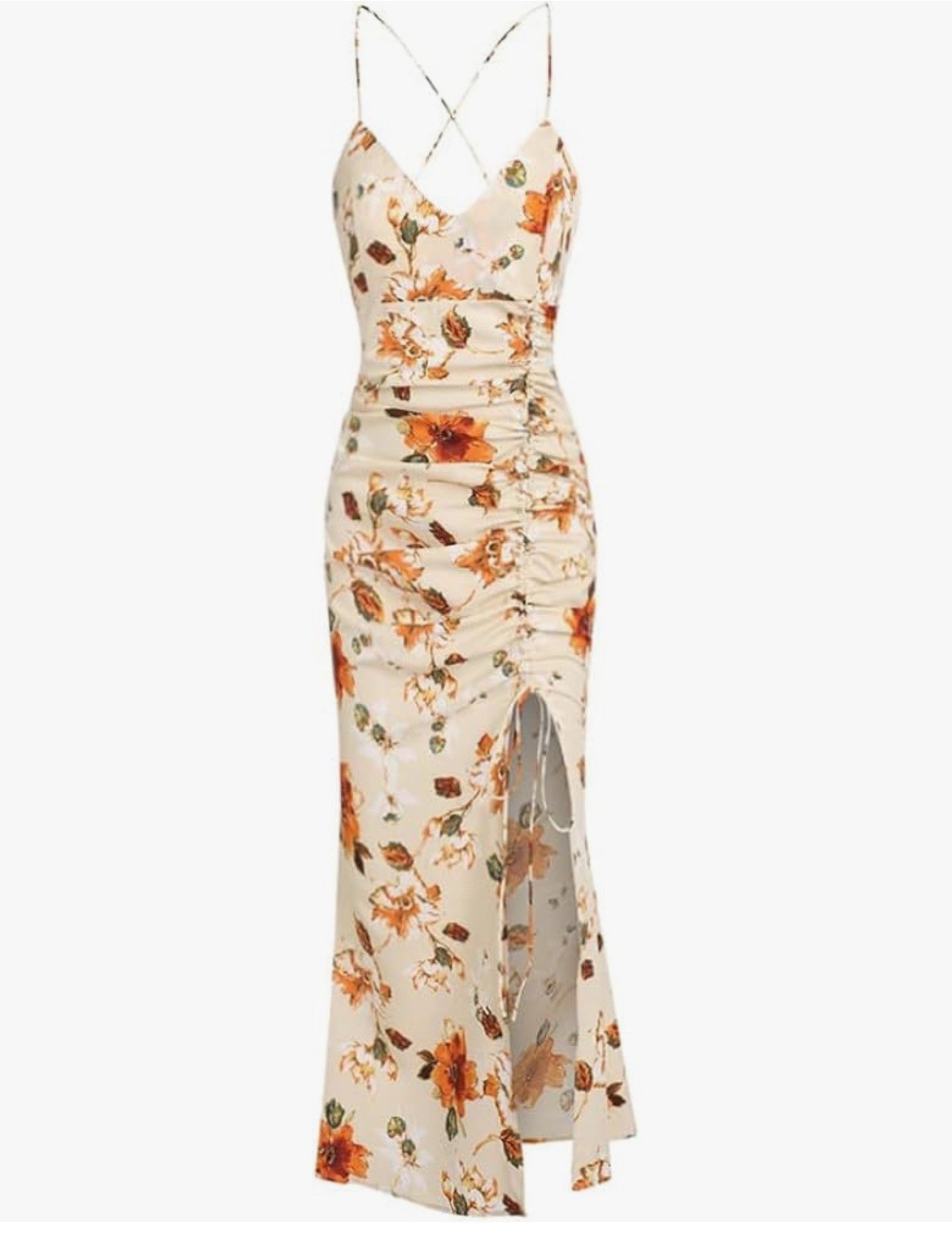 Zaful Women Summer Floral Spaghetti Midi Dress Sexy V Neck Sleeveless