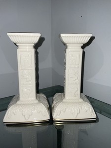 Pair of Lenox Judaic Collection Sabbath Shabbat 7.25"H Candlesticks 12 Tribes