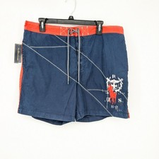 Y2K Polo Ralph Lauren Swim Trunks Nautical Sailor Colorblock Mesh Lined Size XL