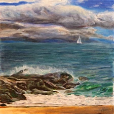 Original Fine Art Oil on canvas Seascape painting directly from Artist