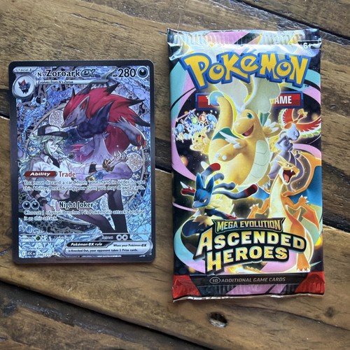 Pokémon Ascended Heroes N’s Zoroark EX SIR 286/217 And Sealed Pack 🔥🔥