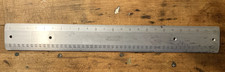 Vintage 12" Bruning Metal Drafting Ruler - attachments on back