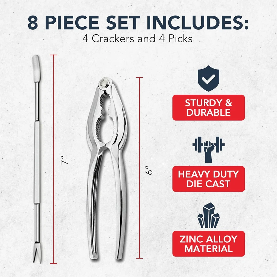 Crab Leg Crackers and Picks, Set of 4 Easy-To-Use Lobster Crackers & Stainless S - Image 2 of 4