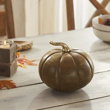 Heirloom Wooden Pumpkin Walnut Brown 6.5x7x7 VHC Brands