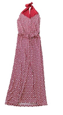 Mud Pie Leighton 3-Way Halter Maxi Dress Red White Size M NWT