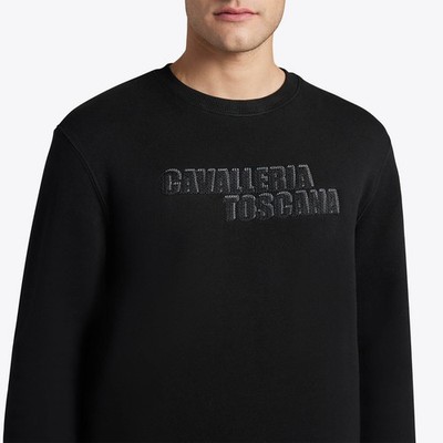 Cavalleria Toscana Black L Pullover Herren Cotton Crew Neck Sweatshirt HW 2024