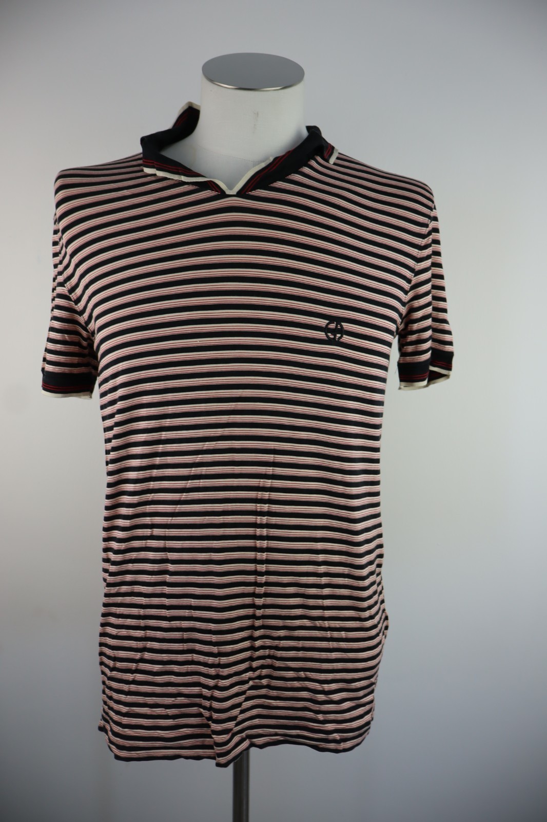 GIORGIO ARMANI Vintage Polo Shirt Men Regular Fit Size 52 Silk Striped