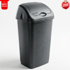 60L Black Plastic Swing Bin Flip Top Home Kitchen Rubbish Waste Dustbin